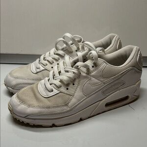 Nike Air Max 90 Triple White Leather Mens Sneaker Shoes CN8490-100 Size 9.5
